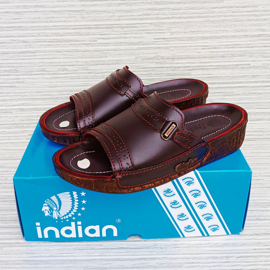 Jual indian sandal slide pria kulit asli / sandal kulit pria indian
