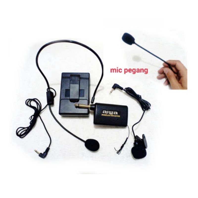 Jual Lavalier 3 mic jepit wireless clip on headset bando mikrofon aiwa