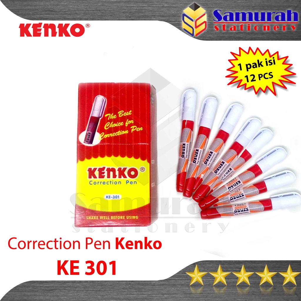 Jual Correction Pen Kenko Ke301 Merah / TipEx Cair KE 301 1 box isi