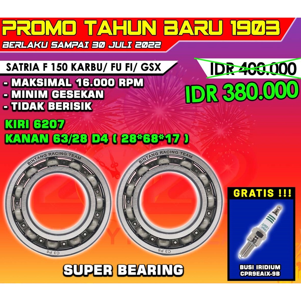 Jual BRT 1903 SUPER BEARING (SATRIA F 150 KARBU/ FU FI/ GSX) Shopee Indonesia