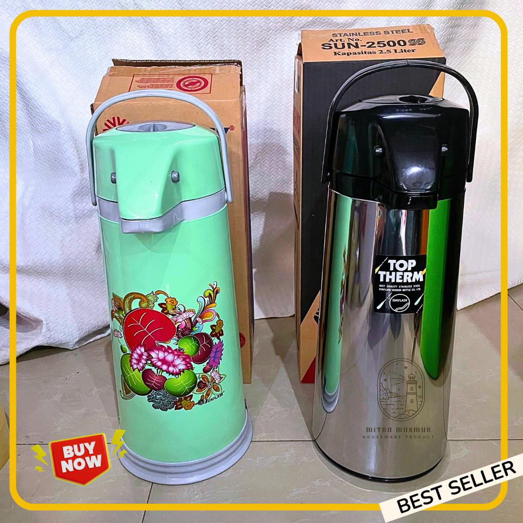 Jual SUNFLASK THERMOS AIR PANAS POMPA 2 LITER 2,5 LITER TERMOS VACUM