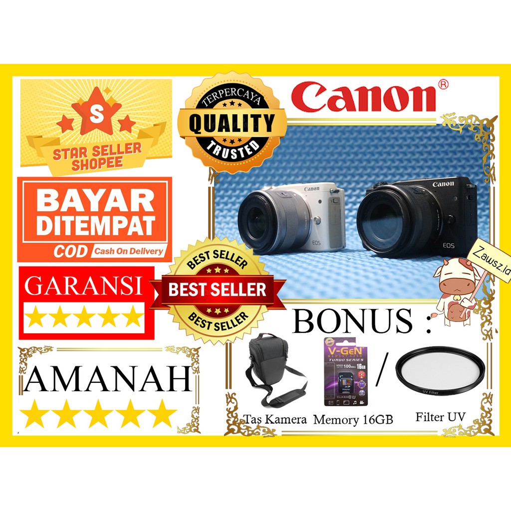 Jual Kamera Mirrorless CANON EOS M3 / Canon M3 FREE MEMORY DAN TAS