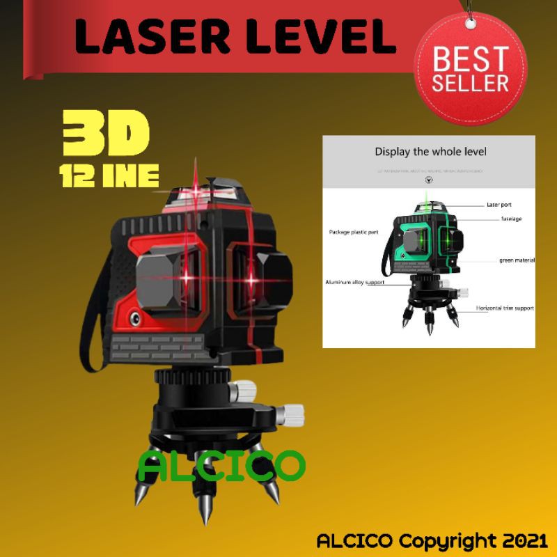 Jual ALAT LEVELING LASER LEVELS 3D 12 LINE LASER LEVEL 3D Shopee
