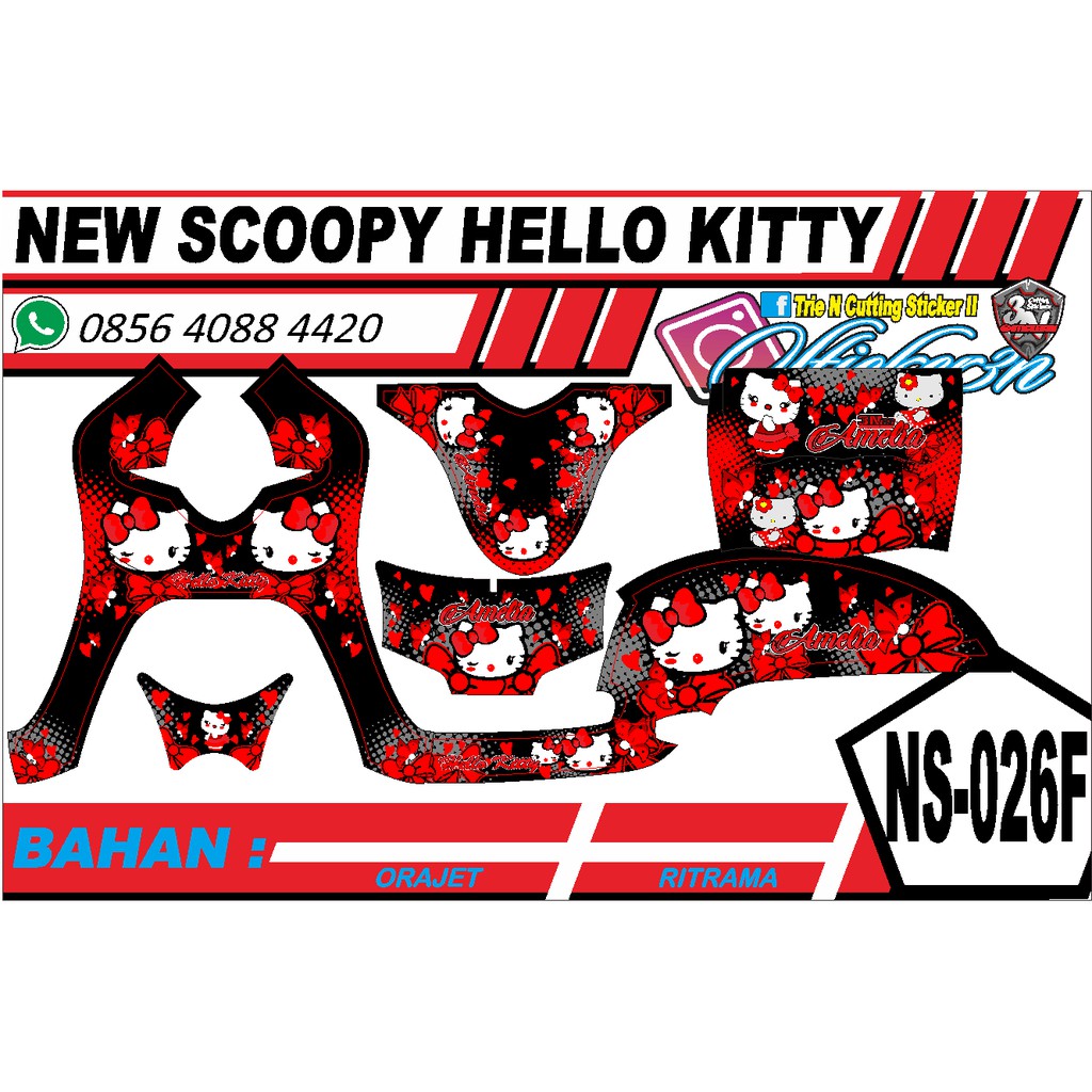 Jual sticker hello kitty scoopy fi new fullbodi plus dasbor, striping