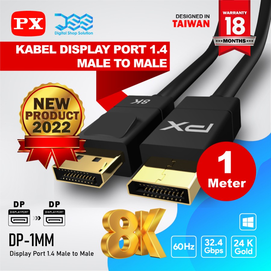 Jual Kabel Display Port 1.4 PX 1m 32.4Gbps 8K UHD Smart Lock