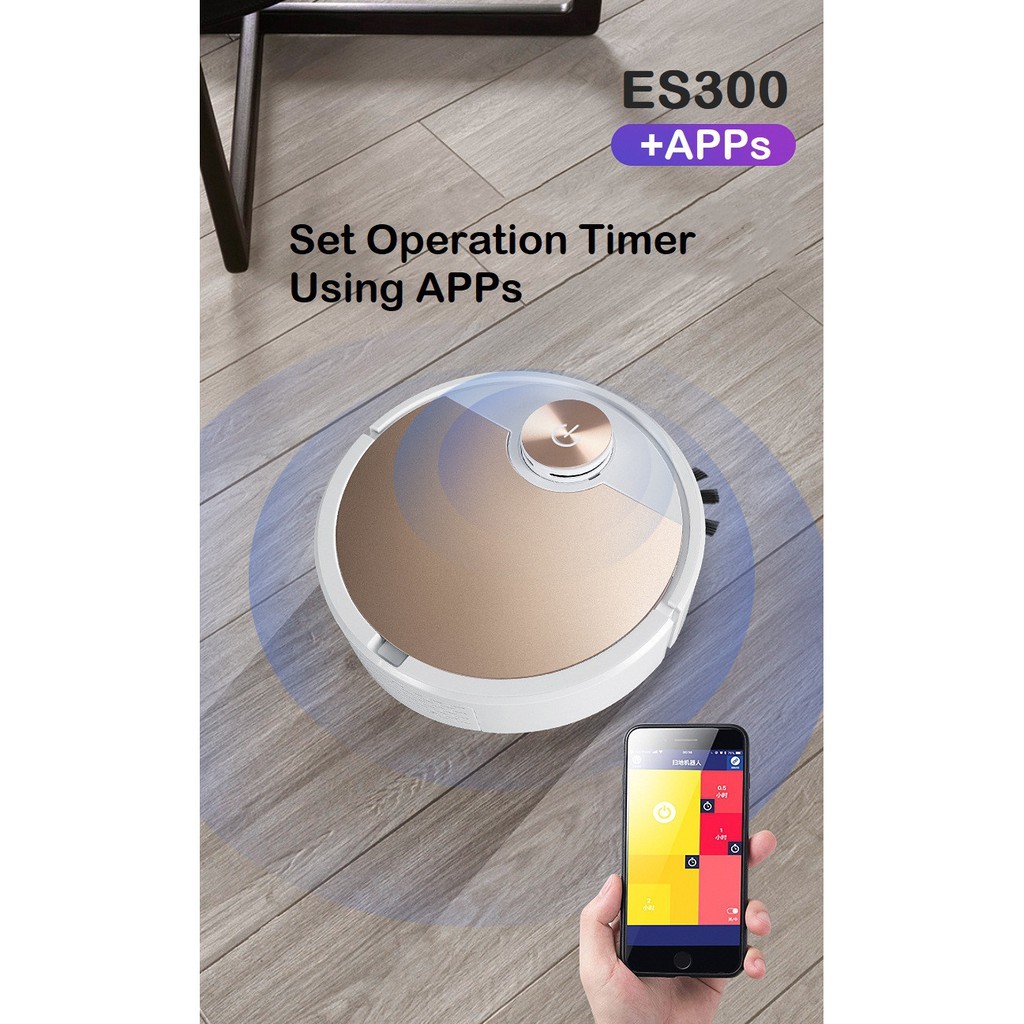 Jual Robot Vacuum Cleaner New ES300 Apps Penyapu Robot Multifungsi