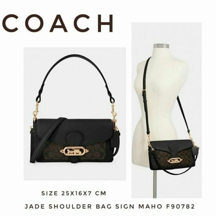 Jual Tas coach jade shoulder bag pabbled leather brown black Shopee