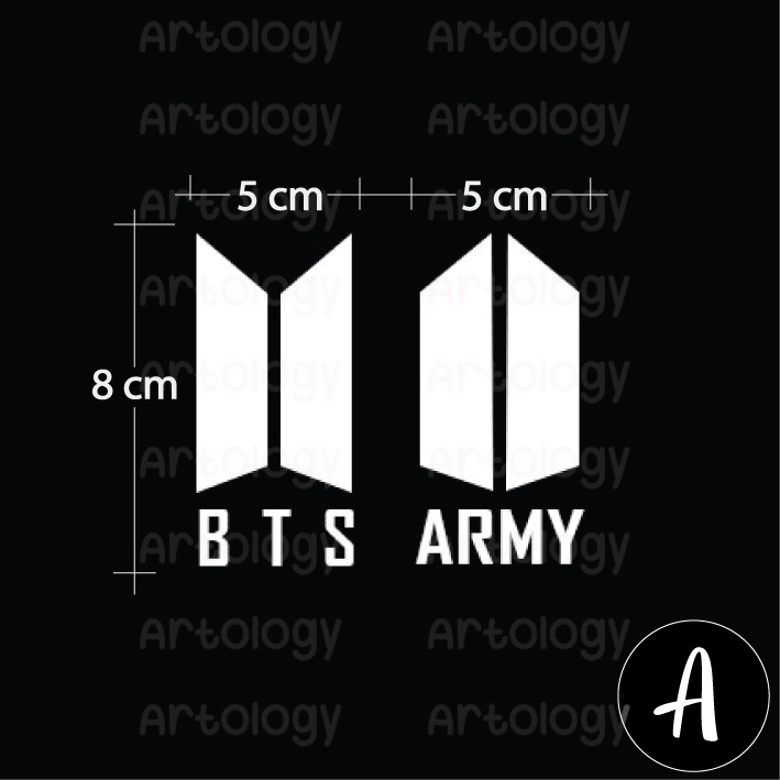 Jual Sticker Logo BTS Army Bangtan Hologram Silver Gold Hitam Putih