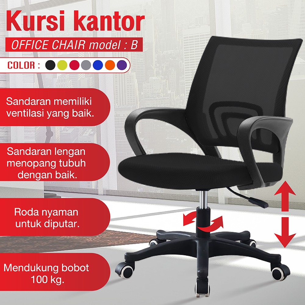Jual HTD Sport KURSI KANTOR STAFF CHAIR KURSI KERJA KURSI JARING BLACK