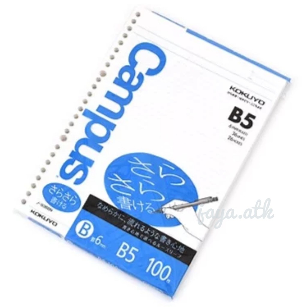 Jual Kokuyo Campus Loose Leaf Paper B5 100 Sheets 6 Mm Rule 26 Holes Shopee Indonesia