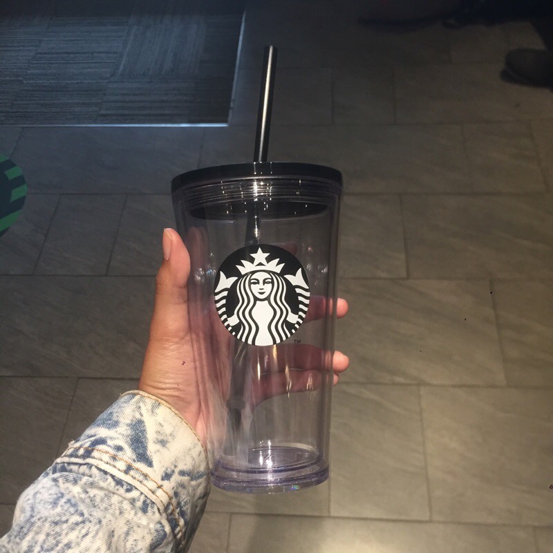 Jual Tumbler Starbucks Double Wall Glass Black Straw (Tumbler Starbucks