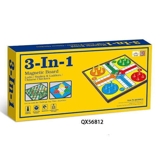 Jual Terkini JA8D0 3 in 1 Family Game / Board Game / Ludo / Ular Tangga