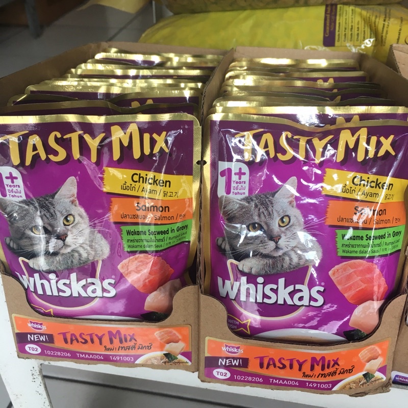 Jual Whiskas Tasty mix 1box 24pc makanan kucing basah Shopee Indonesia