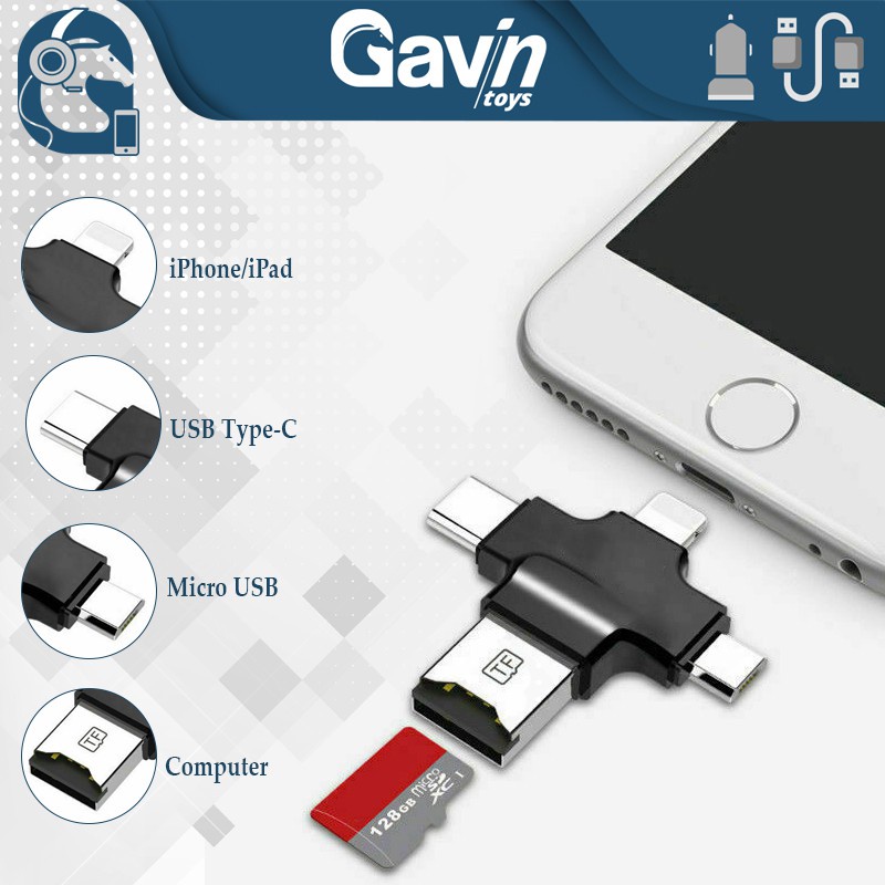 Jual OTG Card Reader iPhone iPad USBC Micro SD USB Reader Samsung HP