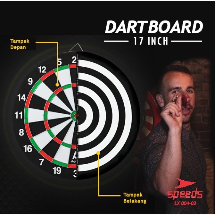 Jual DART GAME BESAR 17 inch / Papan Dart Board Besar Ukuran 43 cm Shopee Indonesia