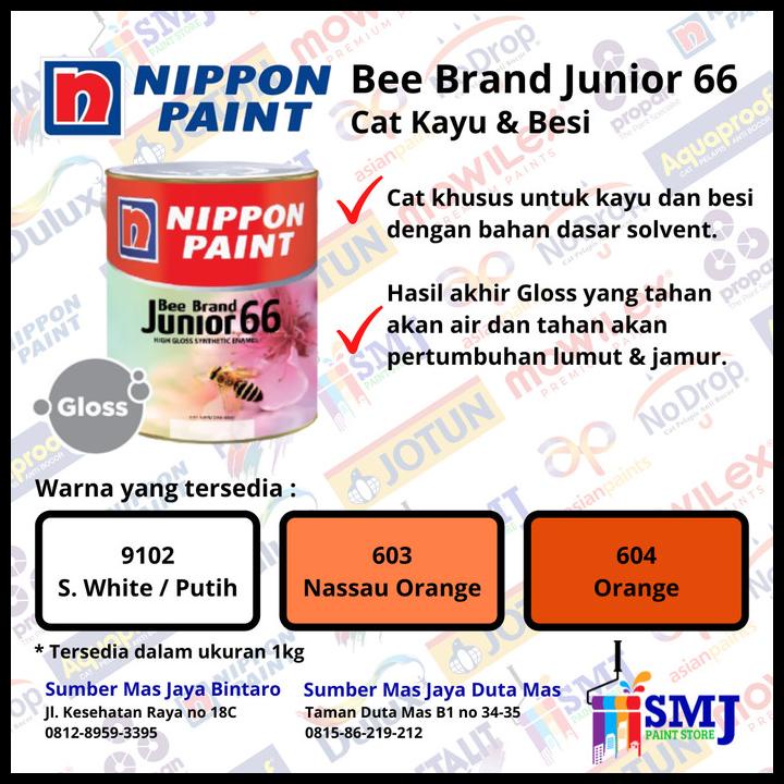 Jual Cat Minyak Kayu & Besi Nippon Paint Bee Brand Junior 66 1Kg (0