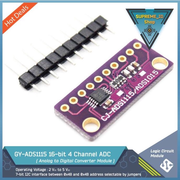 Jual GYADS1115 4Channel 16bit ADC Analog to Digital Converter Module