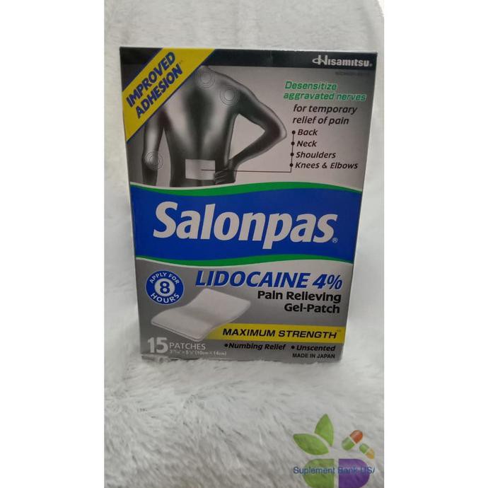 Jual Salonpas LIDOCAINE 4 Pain Relieving Gel patch Maximum Strength