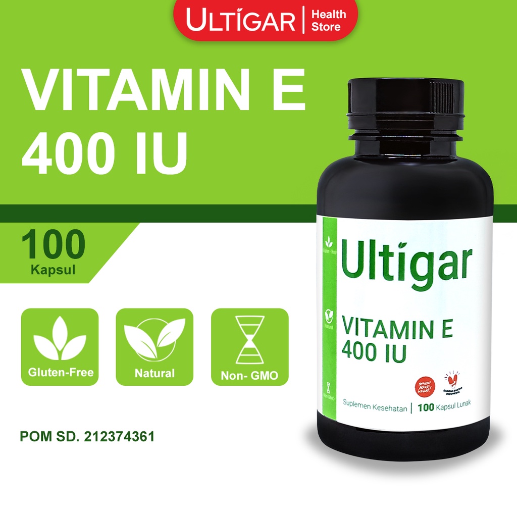 Jual Ultigar Vitamin E 400 IU Botol isi 100 Kapsul Lunak Natural