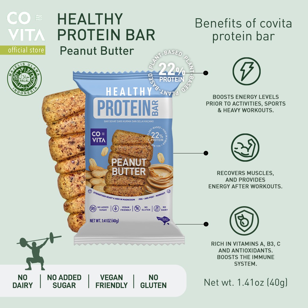 Jual Covita Healthy Protein Bar Peanut Butter Snack Instant Sehat