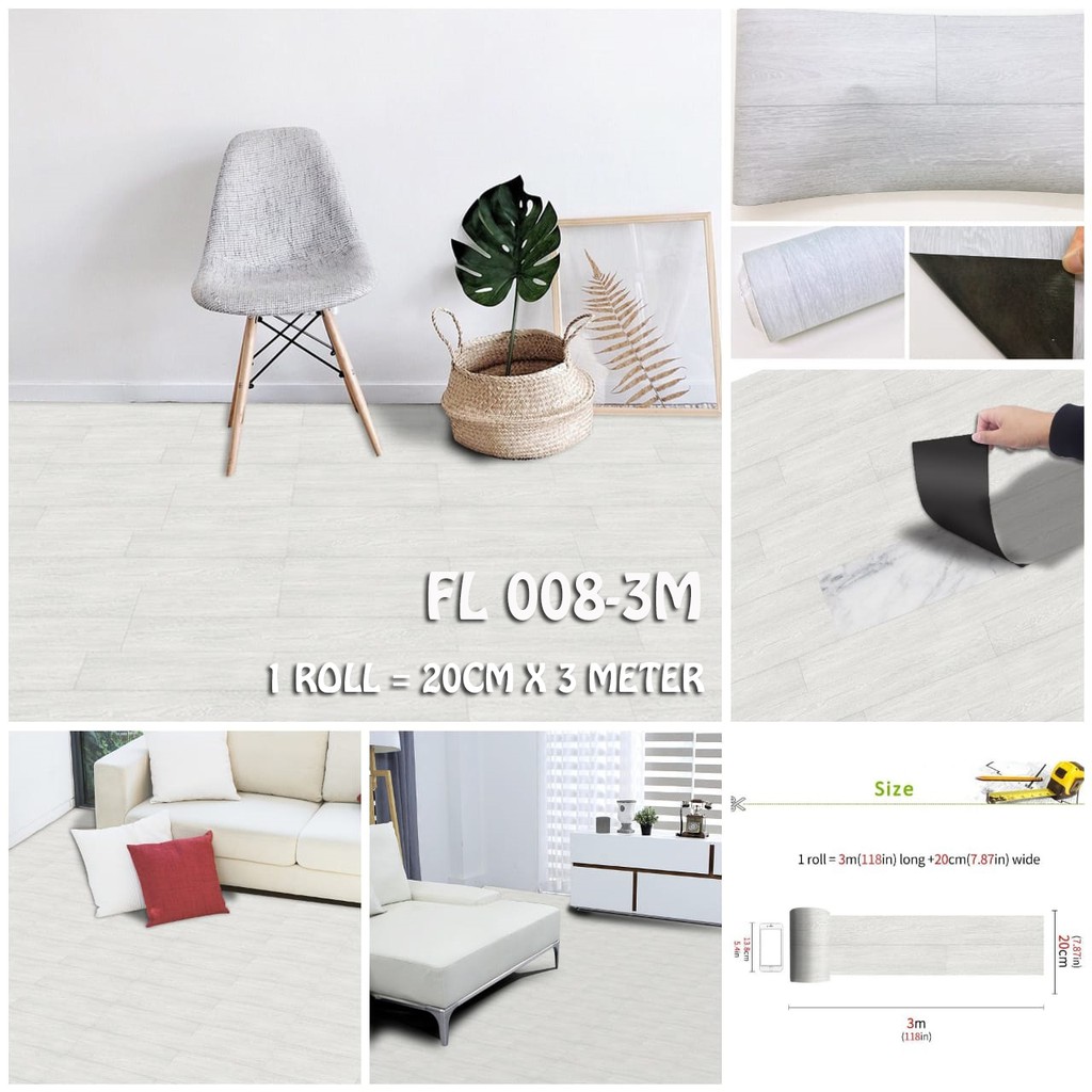 Jual WALLPAPER LANTAI STICKER LANTAI FL 0083M KAYU ABU ABU UKURAN 20CM