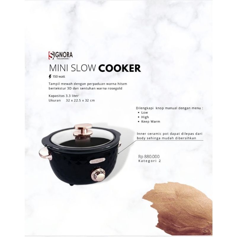 Jual SIGNORA SLOW COOKER MINI SG1905SCR 3,3L Shopee Indonesia