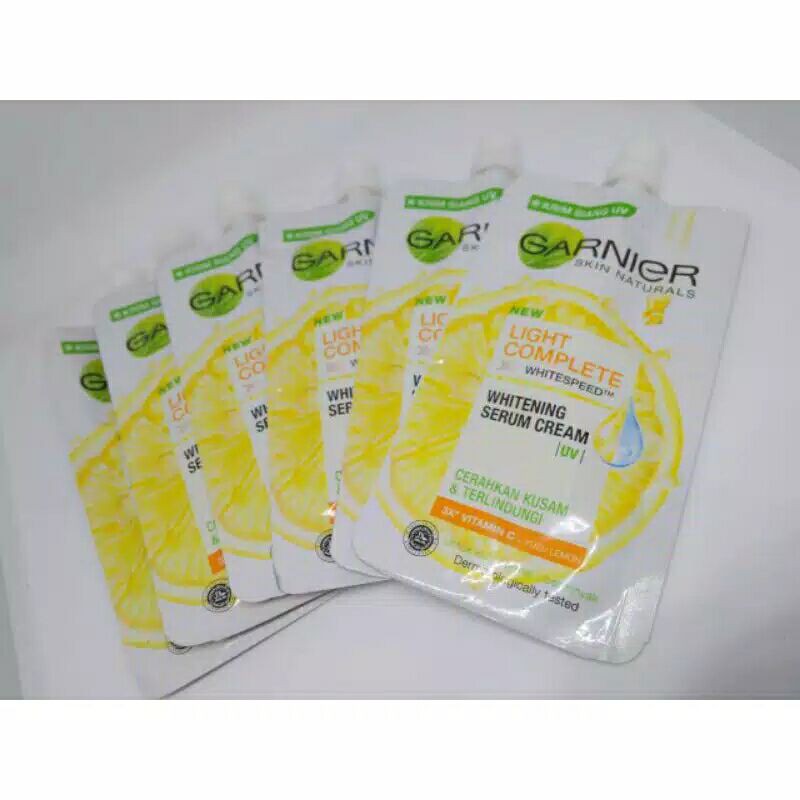 Jual [SACHET/KUNING] Garnier Light Complete Whitening Serum Cream 7ml Shopee Indonesia