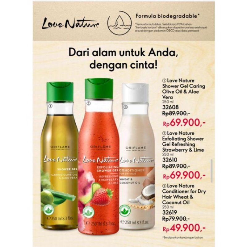 Jual Love nature Shower Gel / Conditioner Oriflame Promo Agustus