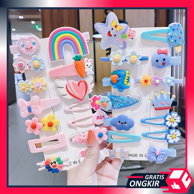 Jual Gratis Ongkir F5386 Jepit Rambut Set 14 in 1 Model Karakter 3D