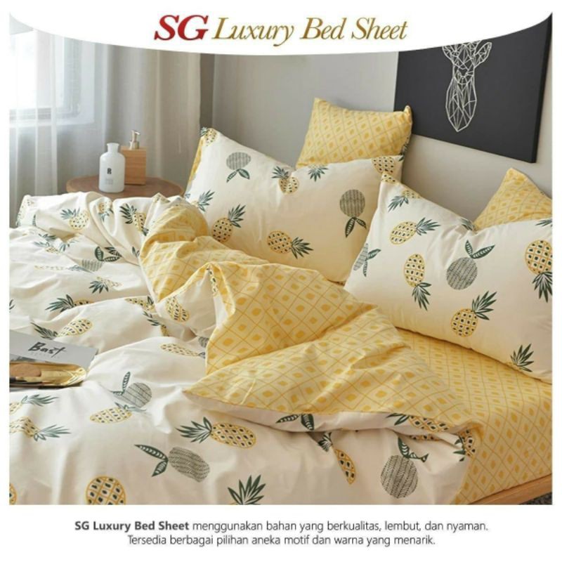 Jual BED COVER SET + SPREI MOTIF NANAS FULL SET MOTIF NANAS KOMBINASI
