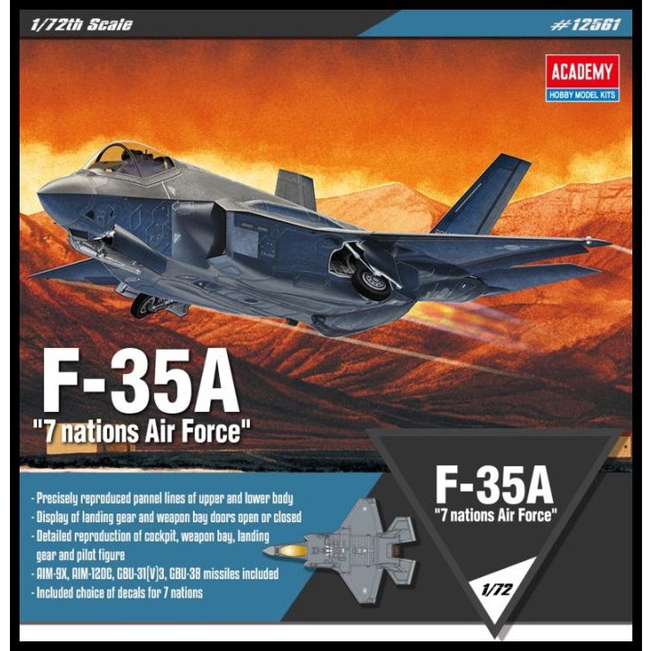 Jual MODEL KIT ACADEMY 1/72 F35A "SEVEN NATION AIR FORCE" 1/72 12561
