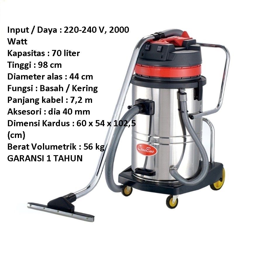 Jual Vacuum Cleaner 70 L Wet & Dry 2 Motor ( Garansi1 Tahun ) Shopee