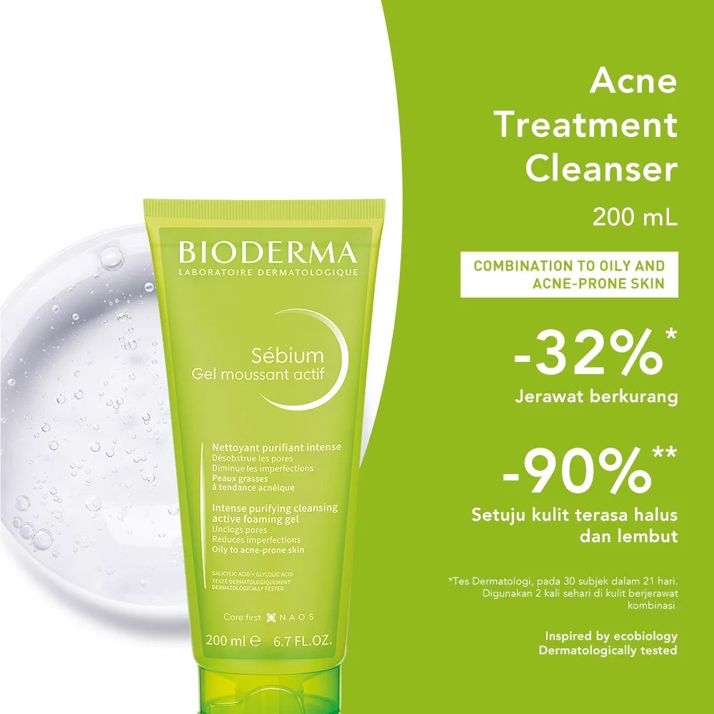 Jual Bioderma Sebium Gel Moussant Actif 200ml Facial Wash Oily/Acne