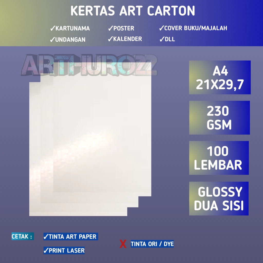 Jual Kertas art carton paper 230 gsm A4 isi 100 lembar/Art karton 230 gram Shopee Indonesia