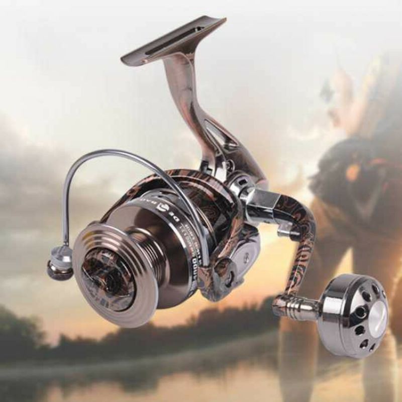 Jual Reel Pancing 12 Ball Bearing Merk Debao HM3000 Coklat Loreng