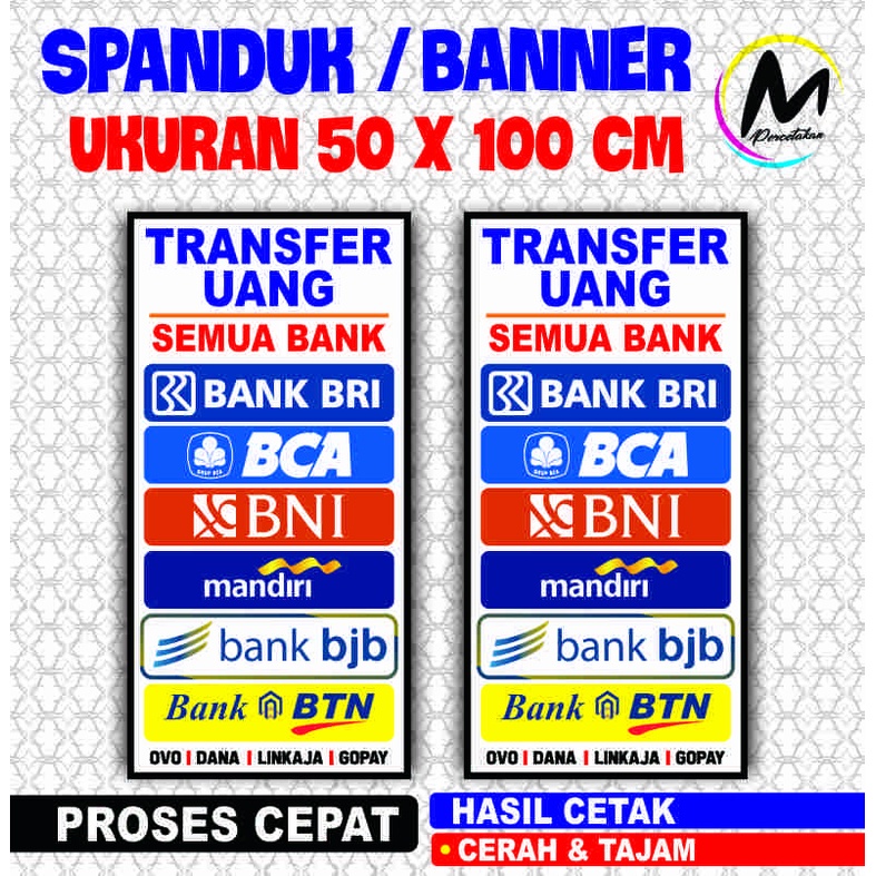 Jual Cetak Banner Transfer Bank Vertikal Ukuran 50x100 Cm Shopee