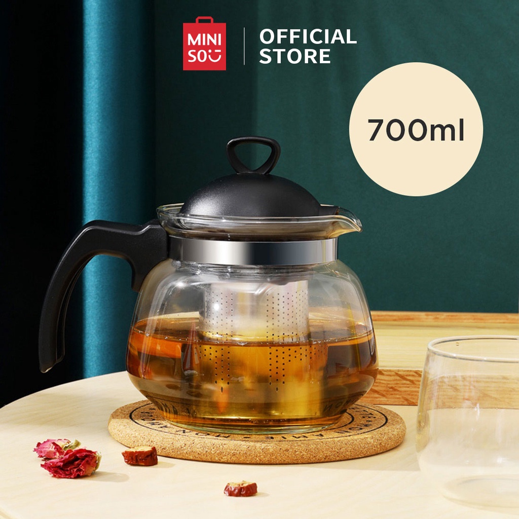 Jual MINISO Teko Kaca 700ml Soda Lime Glass Teapot Teko Teh Dengan
