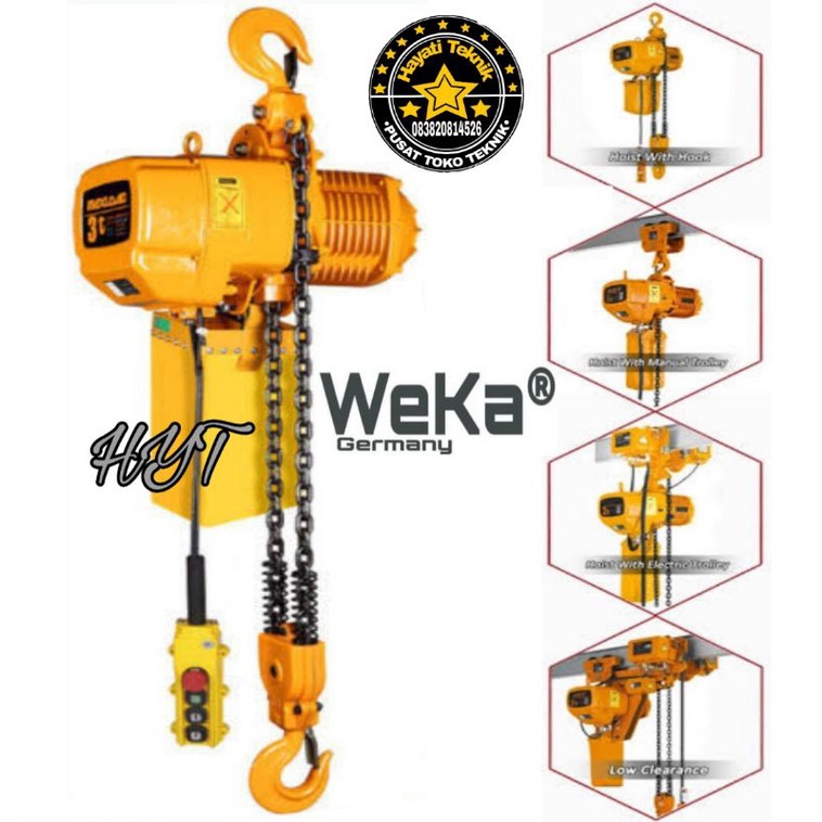 Jual ELECTRIC CHAIN HOIST 3 TON X 12 METER merek WEKA OPT 3 PHASE