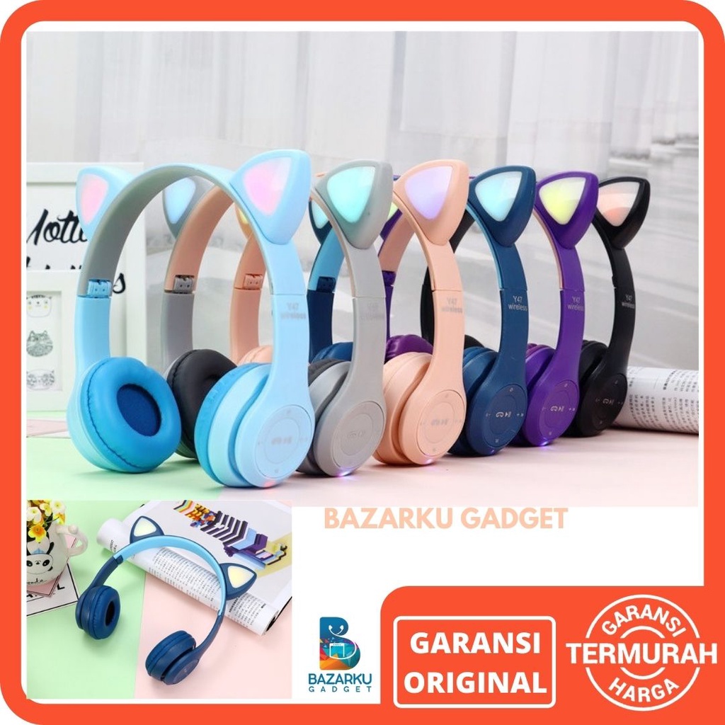 Jual Headphone Bluetooth Y47 Headset Y47 Headset Kucing Headphone kucing Cat Ear Headphone