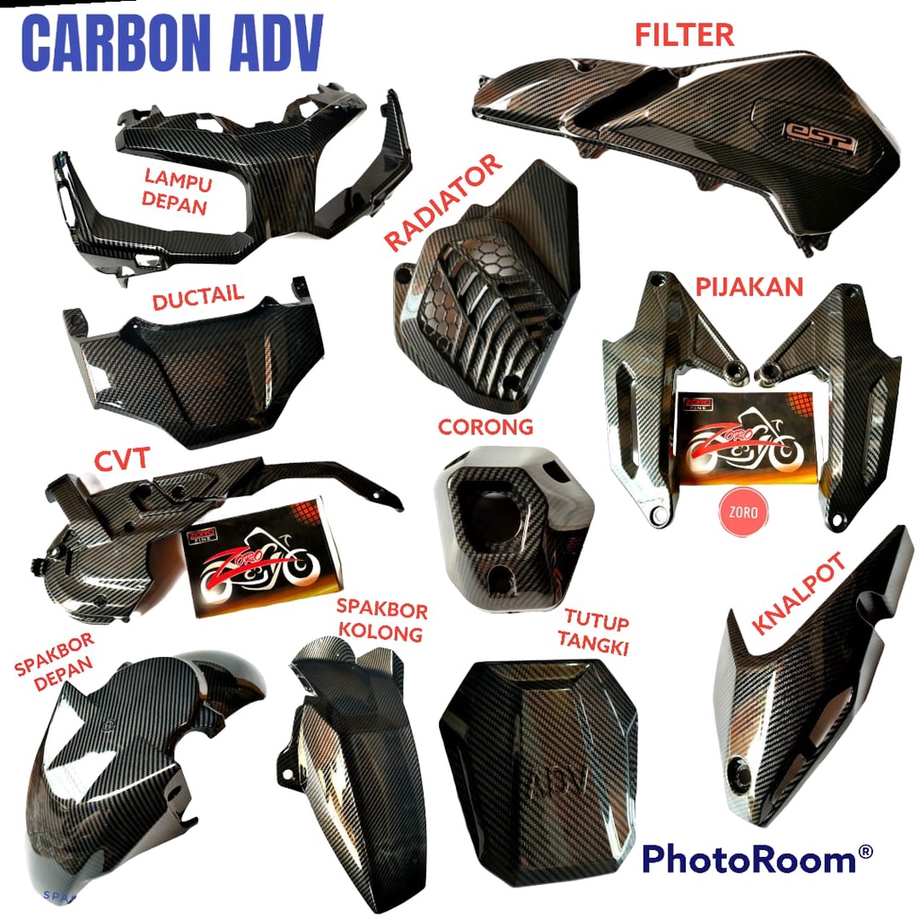 Jual COVER MOTOR ADV 150 / ADV 160 CARBON ZORO 1SET Shopee Indonesia