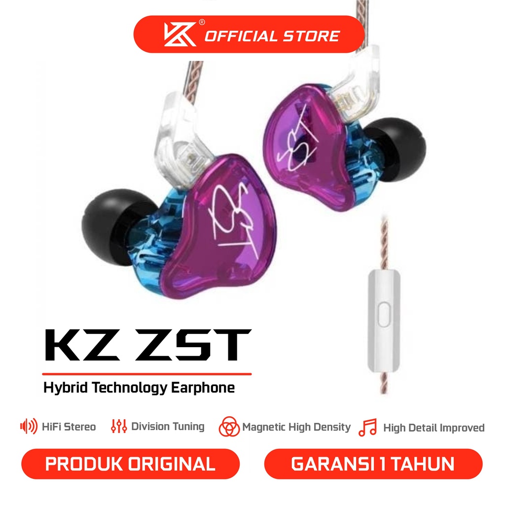 Jual [KZ Official Store] KZ ZST with Mic 1DD+1BA Hybrid Technology