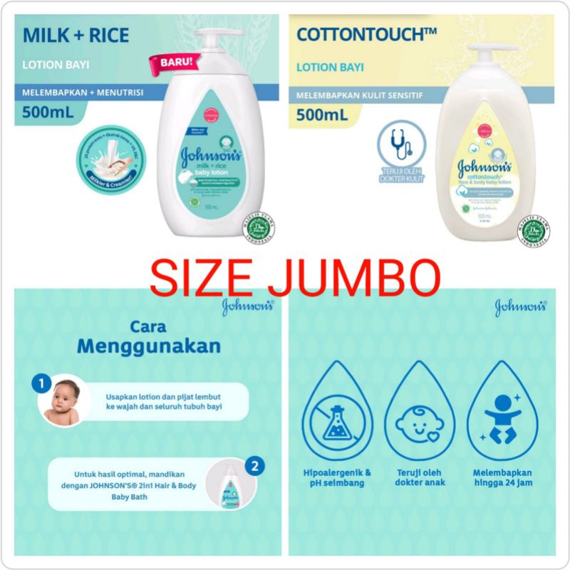 Jual JOHNSON Lotion Milk and Rice Cottontouch 500ml Losion Bayi Anak