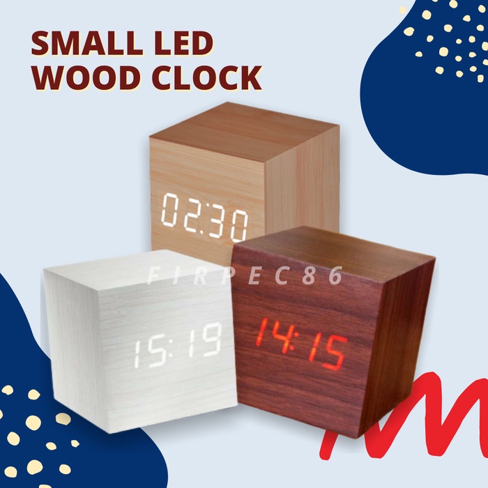 Jual JAM WEKER KAYU DIGITAL / LED WOOD CLOCK SMALL Putih LED Merah