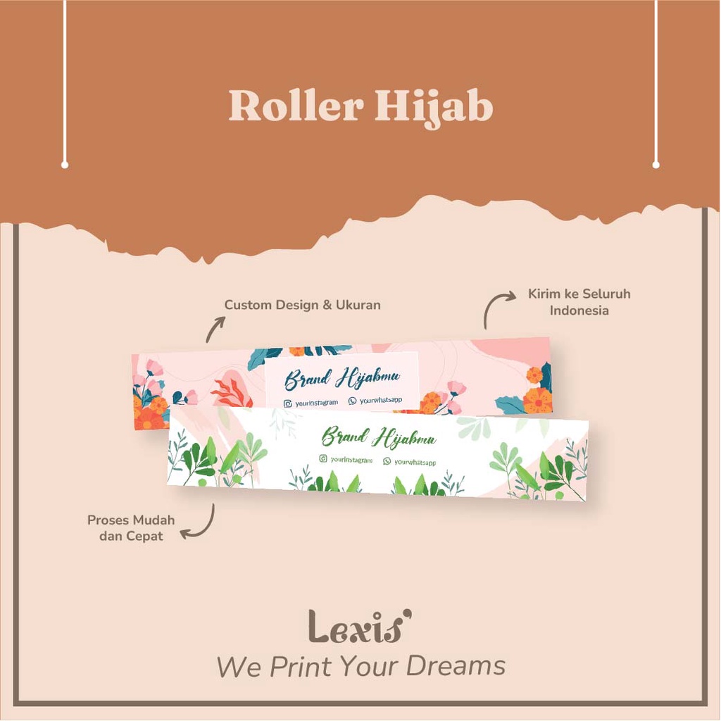 Jual CETAK ROLL HIJAB *FREE DESIGN* / ROLLER HIJAB / LABEL PENGIKAT