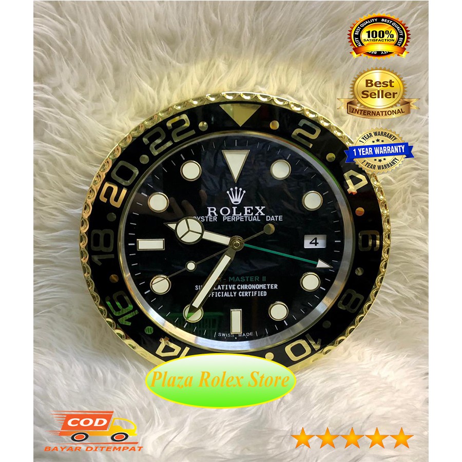 Jual Promo Jam Dinding GMT Master II Black Gold Wall Clock Branded