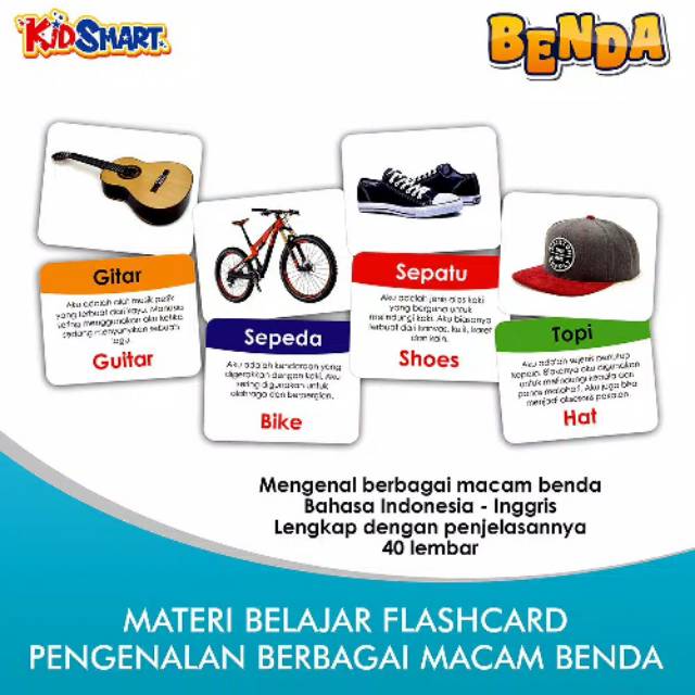 Jual FLASH CARD ANAK BELAJAR CEPAT MENGENAL BENDA DI SEKITAR ISI 40