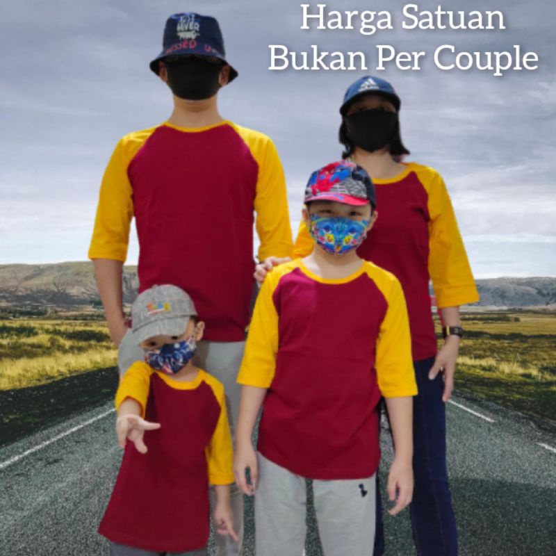 Jual Baju Couple Ibu Dan Anak Merah Marun Lengan Kuning Untuk Anak Dan