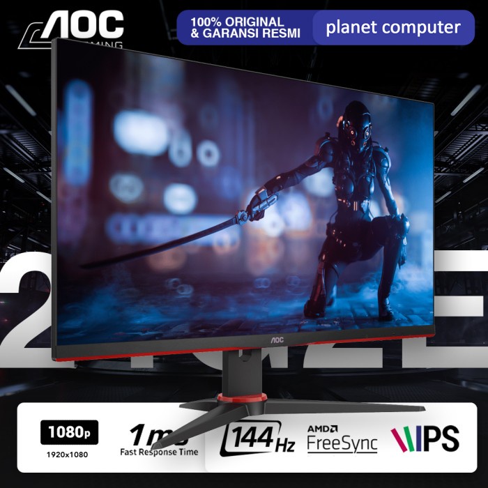 Jual MONITOR LED AOC 24G2E 24" IPS FHD 1080P 144hz 1ms HDMI DP HDR VESA