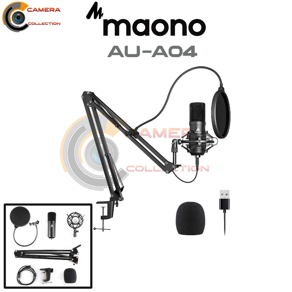 Jual MAONO AU-A04 USB Microphone Kit 192KHZ/24BIT Plug & Play / Maono