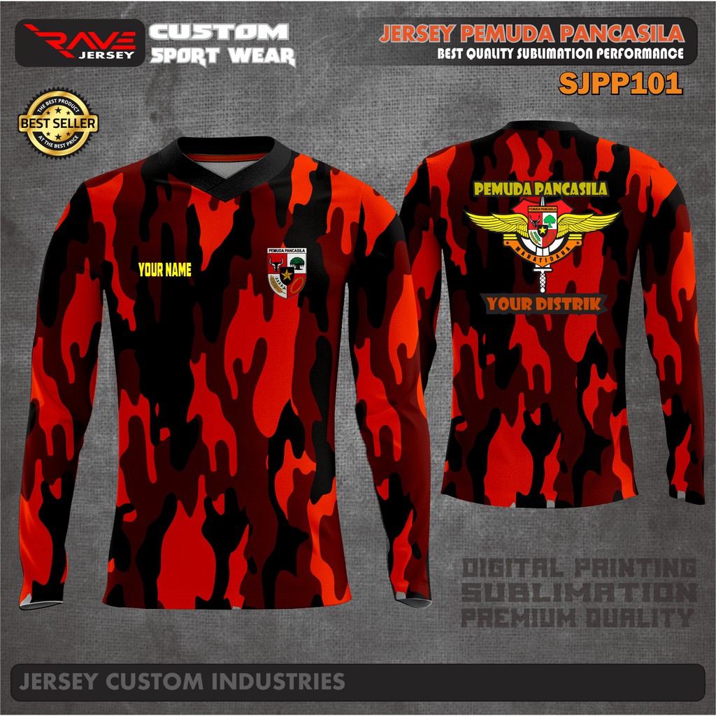 Jual JERSEY PEMUDA PANCASILA PRINTING CUSTOM JERSEY PP LENGAN PANJANG